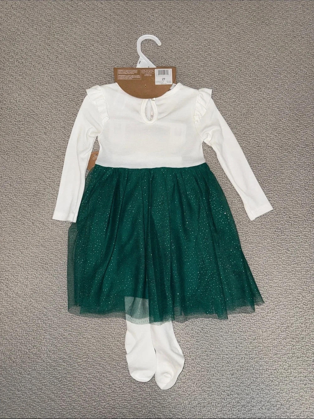NWT Holiday gingerbread tutu dress set w/red hair bow and tights